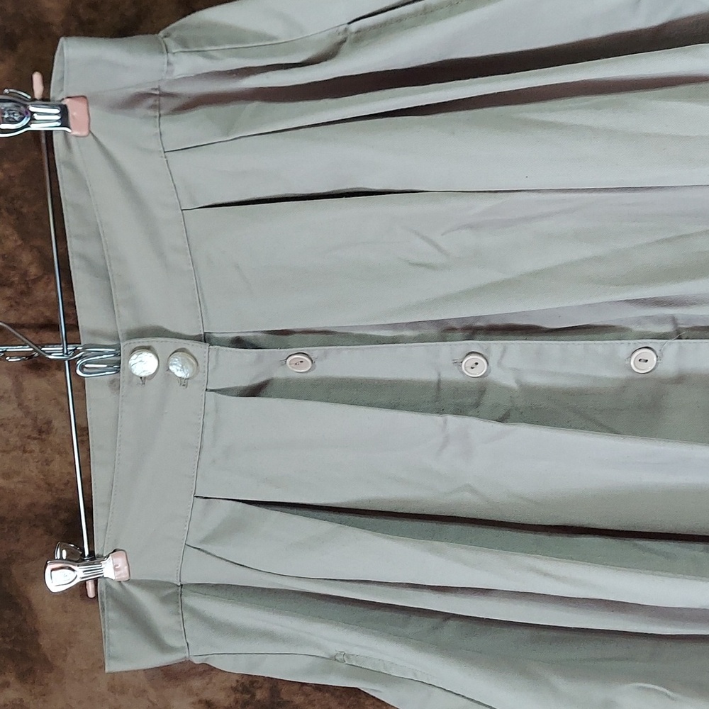 Malouf Khaki Circle Skirt Front Button Down Vintage Size 16 Inv 477 - Picture 2 of 9